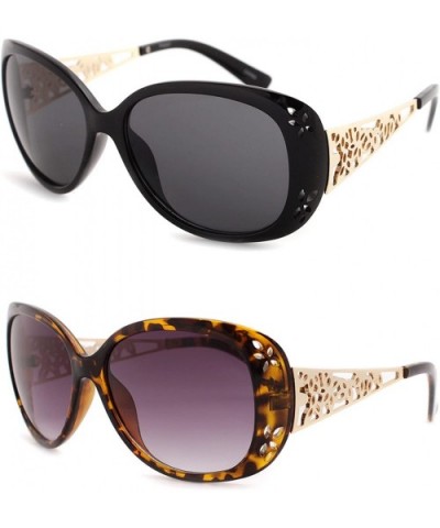 Designer Women oversized Fashion Sunglasses P4007 - 2 Pcs Black-smoke & Tort-gradientsmoke - CA12K2ZMSAX $11.06 Oversized