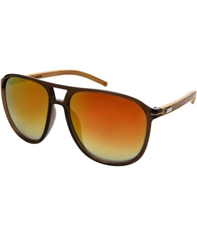 Retro Wooden Bamboo Sunglasses Aviators Women Men Mirrored Lens with Case - CM18GTZKZ89 $14.08 Square