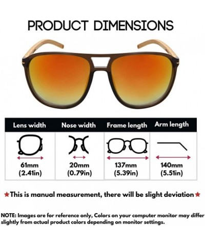 Retro Wooden Bamboo Sunglasses Aviators Women Men Mirrored Lens with Case - CM18GTZKZ89 $14.08 Square