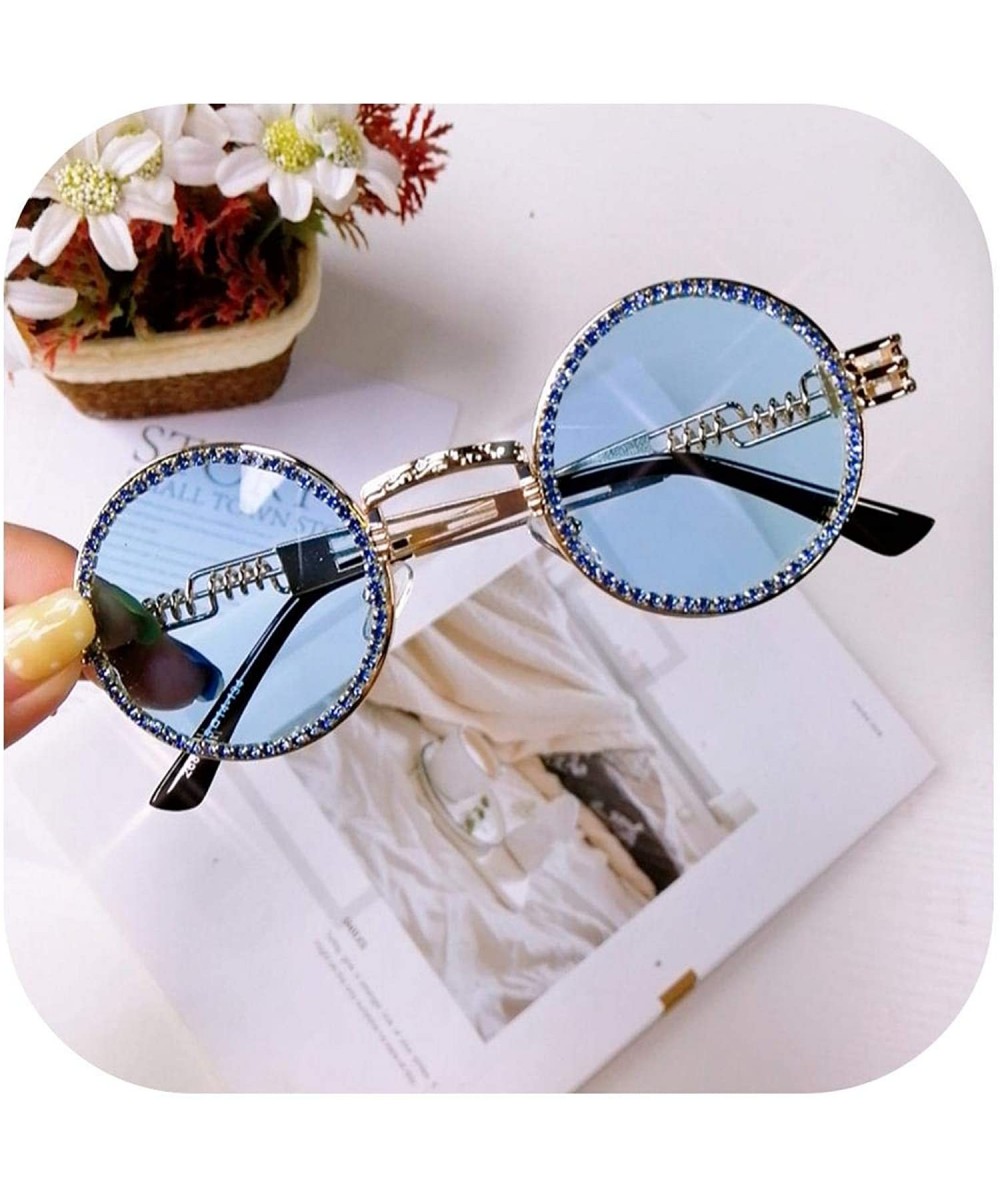 Vintage Round Diamond Sunglasses Women Luxury Steampunk Red Black Clear Lens Rhinestone Eyeglasses UV400 - 5 - CV197Y7EK59 $2...