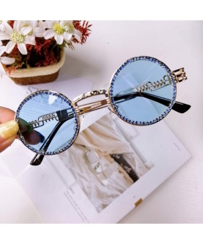 Vintage Round Diamond Sunglasses Women Luxury Steampunk Red Black Clear Lens Rhinestone Eyeglasses UV400 - 5 - CV197Y7EK59 $2...