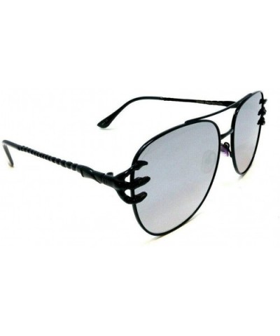 Claw Luxury Metallic Aviator Sunglasses Flat Lenses - Black Frame - CO18W6SKCG6 $7.75 Oval