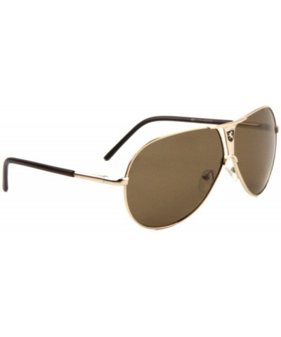 Polarized Frontal Nose Shield Round Modern Aviator Sunglasses - Brown Gold - CQ199D5EX5Y $21.08 Aviator