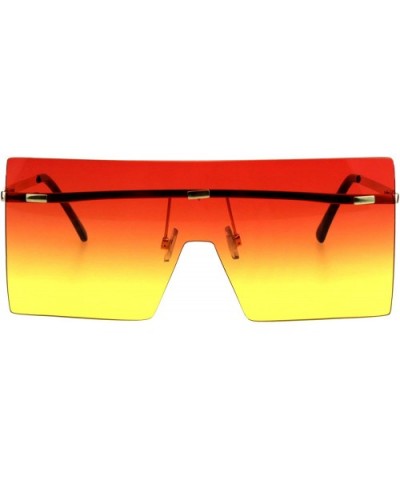 Futuristic Rimless Shield Oceanic Gradient Robotic Metal Rim Sunglasses - Gold Red Yellow - CL18GMMH0ZL $13.12 Rimless