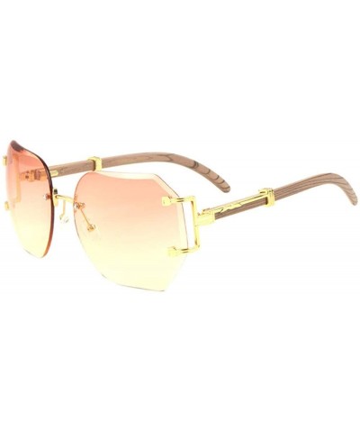 Socialite Womens Metal & Wood Sunglasses w/Oversized Square Lenses - Gold Metal & Light Brown Wood Frame - CX18OWYTRIO $8.81 ...