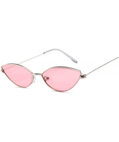 Retro Cat Eye Sunglasses Women Designer Metal Frame Circle Sun Glasses Female Fashion Clear Shades - Silvepink - C4198ZZ43SZ ...