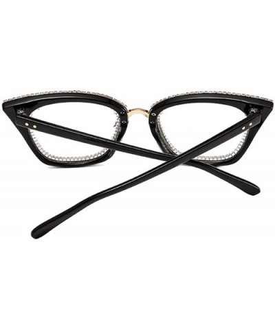 Women's Cat Eye Rhinestone Sunglasses PC Frame Fashion UV400 Protection Glasses - Black Frame - CS195WHHWKI $14.74 Sport