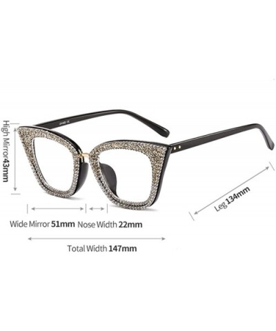 Women's Cat Eye Rhinestone Sunglasses PC Frame Fashion UV400 Protection Glasses - Black Frame - CS195WHHWKI $14.74 Sport