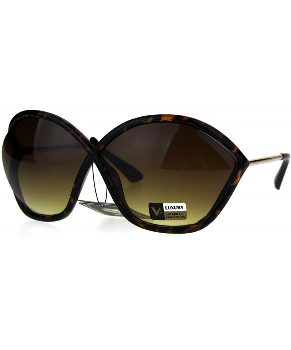 Exposed Lens Oversize Butterfly Diva Plastic Designer Sunglasses - Tortoise Brown - CC1867ROSWM $11.54 Butterfly