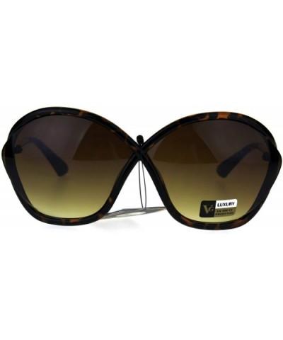 Exposed Lens Oversize Butterfly Diva Plastic Designer Sunglasses - Tortoise Brown - CC1867ROSWM $11.54 Butterfly