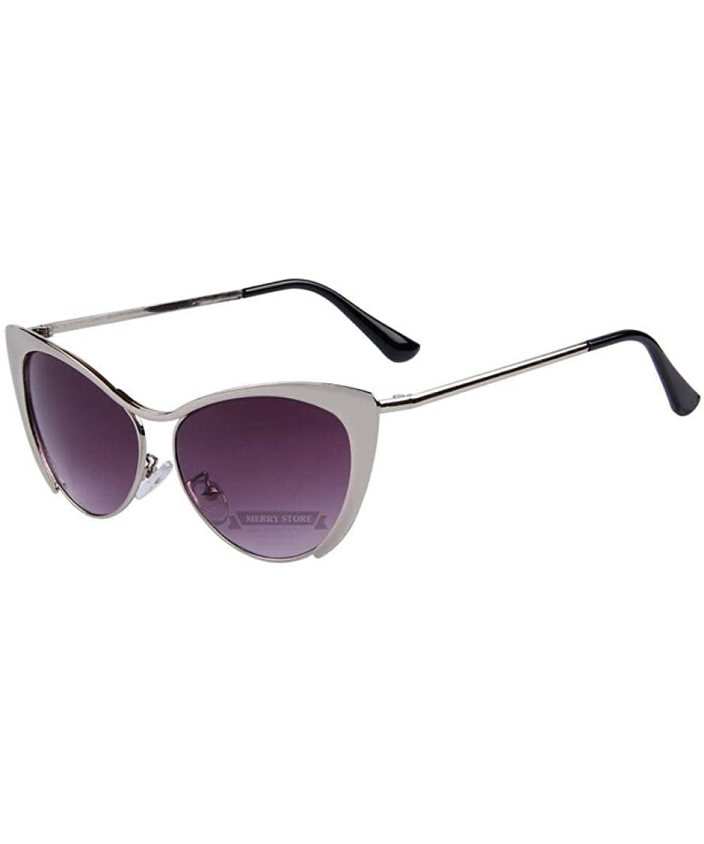 Design Women Half Frame Cat Eye Sunglasses Fashion Vintage Alloy C01 Pink - C03 Silver - C118XE03HH3 $9.99 Cat Eye