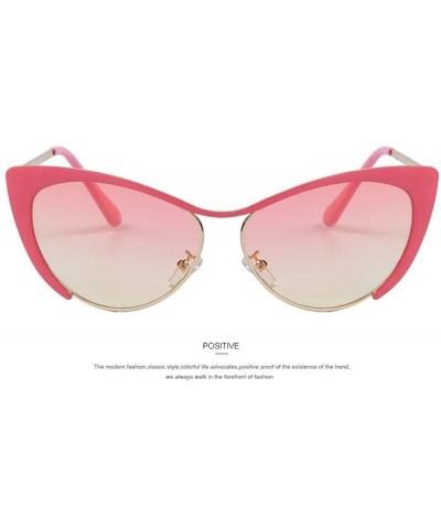 Design Women Half Frame Cat Eye Sunglasses Fashion Vintage Alloy C01 Pink - C03 Silver - C118XE03HH3 $9.99 Cat Eye