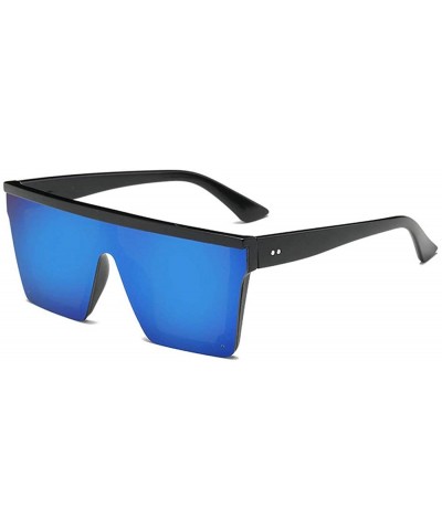 New retro square Siamese sexy luxury brand designer UV400 oversized unisex sunglasses - Blue - CK18LMZMNQX $9.17 Oversized