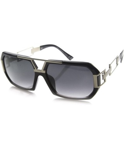 Large Fashion Square Urban Spec Style Sunglasses with Die Cut Metal Arms - Shiny-black-silver Lavender - C311XTDIEV9 $5.78 Re...