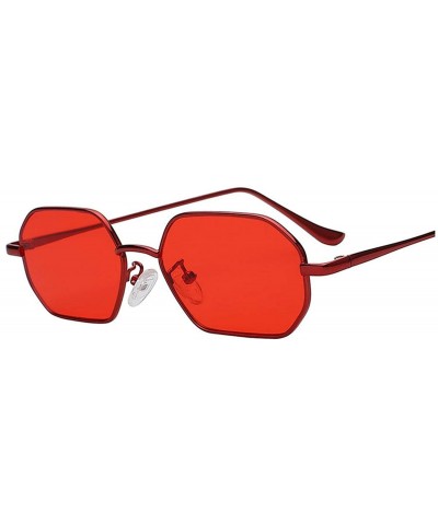 2018 Sunglasses Women Brand Designer Small Frame Polygon Clear Lens Men Vintage Sun Glasses N Metal - CM197A39CG8 $23.29 Goggle