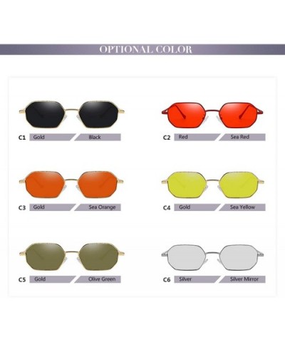 2018 Sunglasses Women Brand Designer Small Frame Polygon Clear Lens Men Vintage Sun Glasses N Metal - CM197A39CG8 $23.29 Goggle