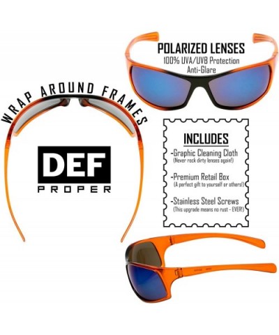 Polarized Wrap Around Sports Sunglasses - Orange - Blue Mirror - CR18CSTT8XT $11.06 Wrap