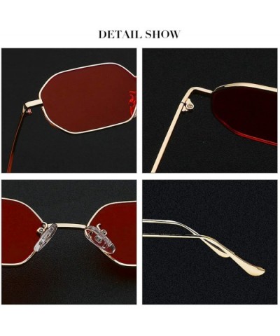 2018 Sunglasses Women Brand Designer Small Frame Polygon Clear Lens Men Vintage Sun Glasses N Metal - CM197A39CG8 $23.29 Goggle