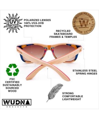 Real Wood Polarized Sunglasses - Bluntside Red Wanderer With Gradient Brown Lenses - CW1948AADS5 $31.17 Aviator