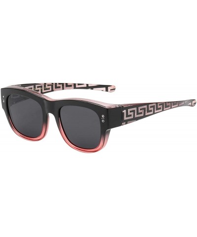 The Finesse Polarized Colorful Two Tone Ombre Fit Over OTG Rectangular Squared Sunglasses - Red - CI199MOM3OR $7.54 Square