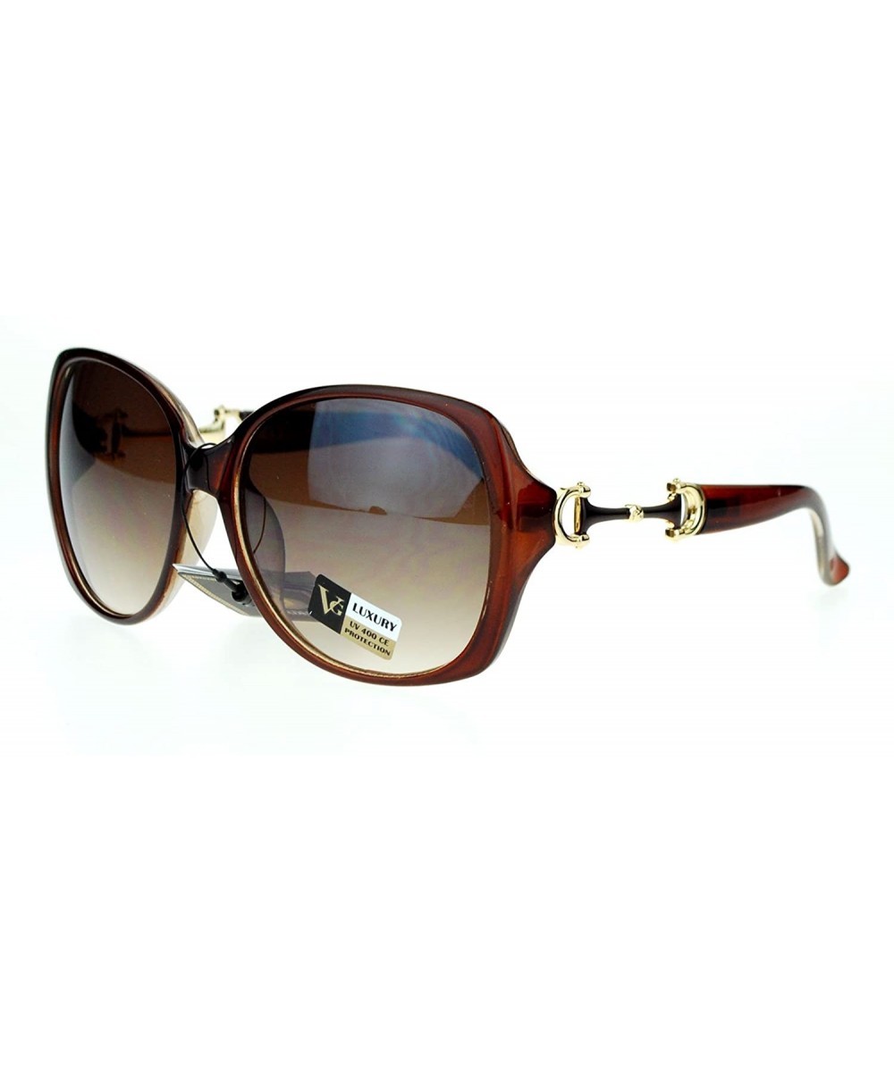 Womens Bling Metal Buckle Hinge Large Butterfly Diva Sunglasses - Brown - CJ11ZANZDCD $8.94 Butterfly