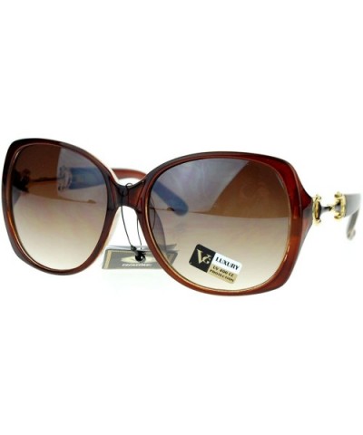 Womens Bling Metal Buckle Hinge Large Butterfly Diva Sunglasses - Brown - CJ11ZANZDCD $8.94 Butterfly