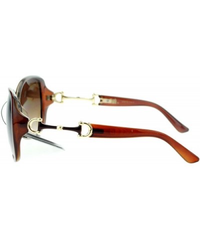 Womens Bling Metal Buckle Hinge Large Butterfly Diva Sunglasses - Brown - CJ11ZANZDCD $8.94 Butterfly