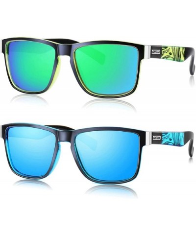 Vintage Polarized Sunglasses for Men and Women Driving Sun glasses 100% UV Protection - 2pcs-blue-green - CG18X7KEKUD $22.37 ...