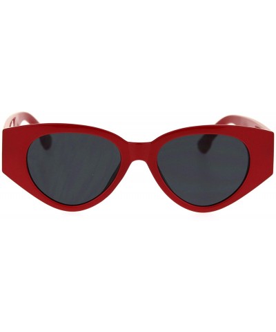 Womens Mod Thick Plastic Arm Cat Eye Retro Sunglasses - Red Black - CD18S4EA7TA $6.91 Cat Eye