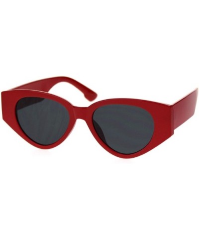 Womens Mod Thick Plastic Arm Cat Eye Retro Sunglasses - Red Black - CD18S4EA7TA $6.91 Cat Eye