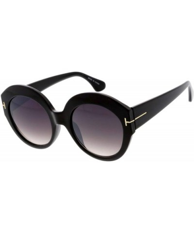 Bulky Round Thick Frame Retro Fashion Sunglasses - Black - CB18UTALOOK $7.20 Round