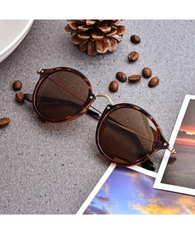 Retro Round Sunglasses for Women Men Polarized 100% UV Protection - Tortoise Frame/Brown Optical Glass Lens - C118K47A4W7 $11...