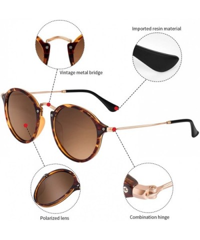 Retro Round Sunglasses for Women Men Polarized 100% UV Protection - Tortoise Frame/Brown Optical Glass Lens - C118K47A4W7 $11...