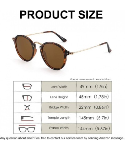 Retro Round Sunglasses for Women Men Polarized 100% UV Protection - Tortoise Frame/Brown Optical Glass Lens - C118K47A4W7 $11...