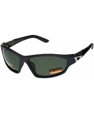 Polarized Lens Mens Xloop Sunglasses Sporty Oval Wrap Around Matted Frames - Black (Green) - CJ18A9L0R2I $6.71 Sport