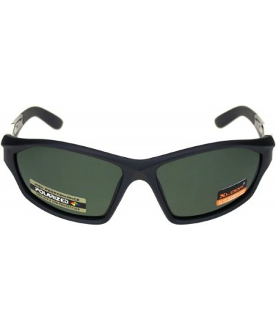 Polarized Lens Mens Xloop Sunglasses Sporty Oval Wrap Around Matted Frames - Black (Green) - CJ18A9L0R2I $6.71 Sport