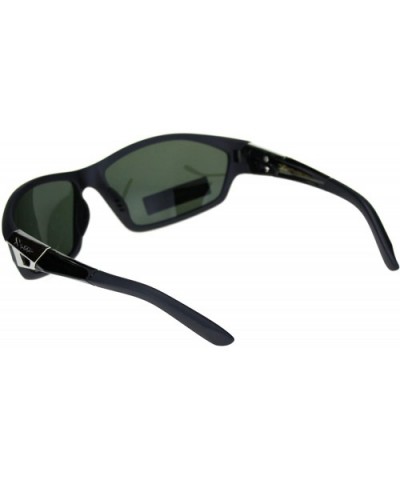 Polarized Lens Mens Xloop Sunglasses Sporty Oval Wrap Around Matted Frames - Black (Green) - CJ18A9L0R2I $6.71 Sport