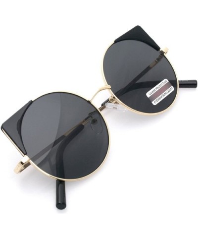 Women Oversized Cat Eye Sunglasses Eyewear - Gold Frame/Black Lens 50754 - CN18CRQSS2Z $7.25 Round