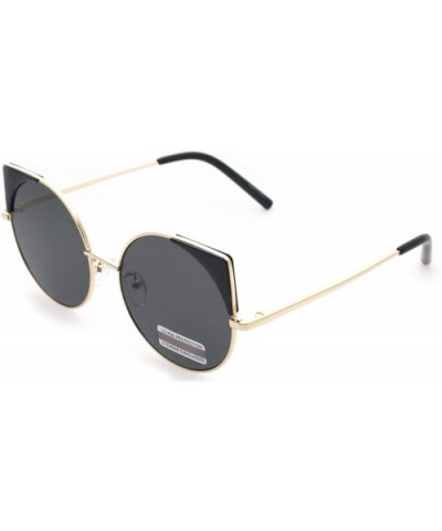 Women Oversized Cat Eye Sunglasses Eyewear - Gold Frame/Black Lens 50754 - CN18CRQSS2Z $7.25 Round