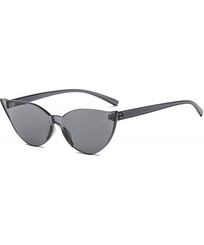 Fashion One Piece Rimless Clear Lens Color Candy Cat Eye Sunglasses - Black Gray - CT18IL0KHNN $5.34 Rimless