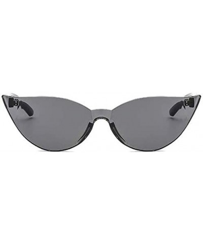 Fashion One Piece Rimless Clear Lens Color Candy Cat Eye Sunglasses - Black Gray - CT18IL0KHNN $5.34 Rimless