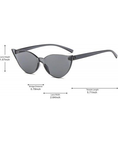 Fashion One Piece Rimless Clear Lens Color Candy Cat Eye Sunglasses - Black Gray - CT18IL0KHNN $5.34 Rimless