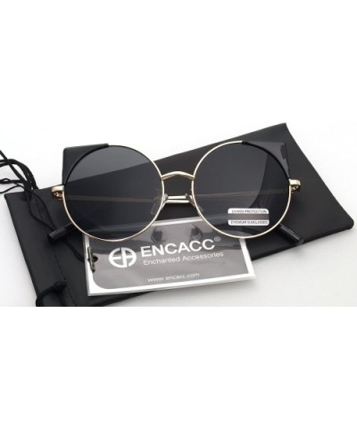 Women Oversized Cat Eye Sunglasses Eyewear - Gold Frame/Black Lens 50754 - CN18CRQSS2Z $7.25 Round