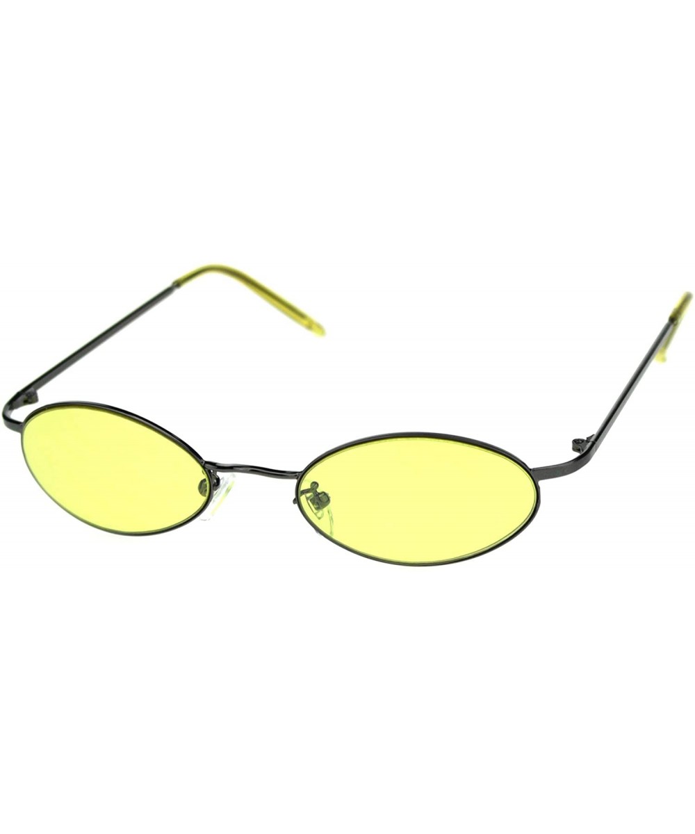 Pimp Small Oval Lens Hippie Metal Rim 90s Sunglasses - Gunmetal Yellow - CR18RU9GUUM $7.68 Oval