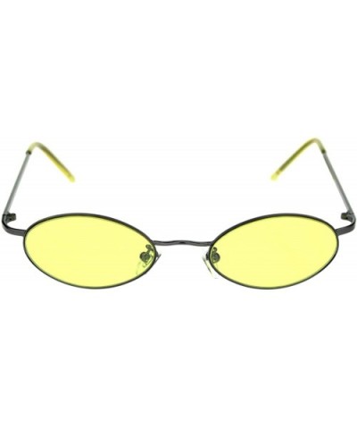 Pimp Small Oval Lens Hippie Metal Rim 90s Sunglasses - Gunmetal Yellow - CR18RU9GUUM $7.68 Oval