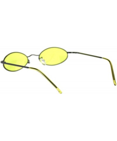 Pimp Small Oval Lens Hippie Metal Rim 90s Sunglasses - Gunmetal Yellow - CR18RU9GUUM $7.68 Oval