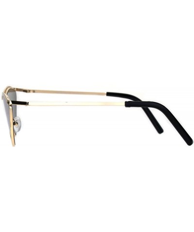 Womens Flat Top Retro Shield Cat Eye Metal Rim Sunglasses - Gold Gold Mirror - CD18IR7MMM9 $7.71 Cat Eye