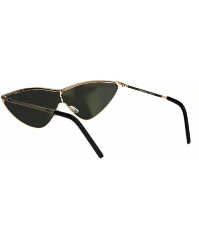 Womens Flat Top Retro Shield Cat Eye Metal Rim Sunglasses - Gold Gold Mirror - CD18IR7MMM9 $7.71 Cat Eye