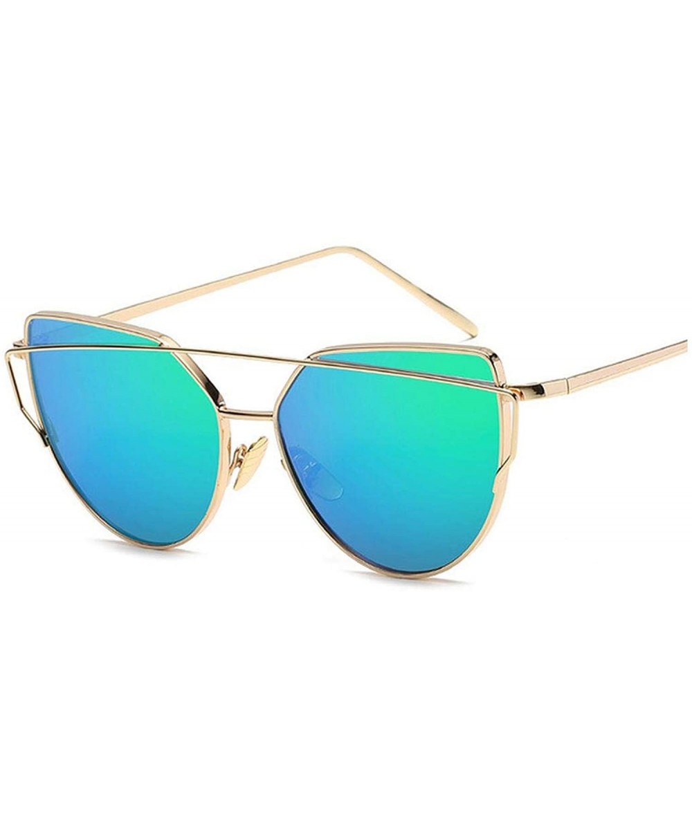 Cat Eye Vintage Rose Gold Mirror Woman's Sunglasses Metal Reflective Flat Lens Tourism Multi-color Style - C6197A2MWUI $26.66...