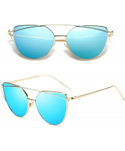 Cat Eye Vintage Rose Gold Mirror Woman's Sunglasses Metal Reflective Flat Lens Tourism Multi-color Style - C6197A2MWUI $26.66...